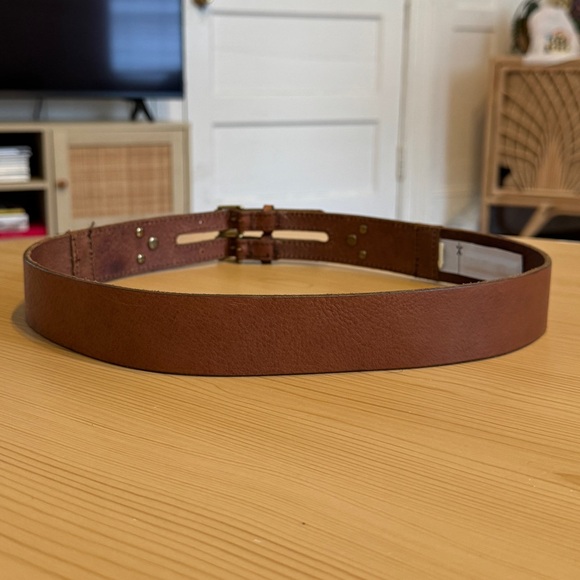 J.Crew Wide Brown Leather Double Buckle Waist Belt Boho Style Large S Small - Picture 4 of 8